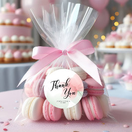 It's a Girl Soft Blush Pink Flowers Thank You Ronde Sticker
