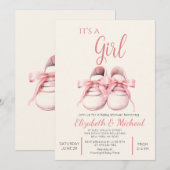 Its A Girl Theme Baby Shower Invitation (Devant / Derrière)