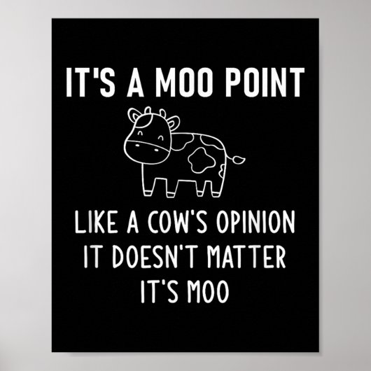 It's A Moo Int, Like A Cow's Onion, Funny, Jokes Poster (Voorkant)