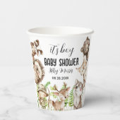 its boy Rustic Woodland Baby Shower Invite Papieren Bekers (Achterkant)