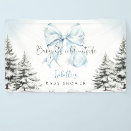 It's Cold Outside Blue Bow Baby Shower Party Spandoek