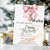 It's Cold Outside Bow Balls Lights Baby Shower Kaart
