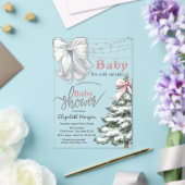 It's Cold Outside Pine Tree White Bow Baby Shower Acryl Uitnodigingen (Insitu (Huwelijk))