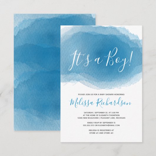 ITS EEN Abstracte Waterverf van het Baby shower Bl Kaart (Voorkant / Achterkant)