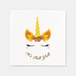 It's Fall Y'all Autumn Unicorn Paper Party Napkins Servet