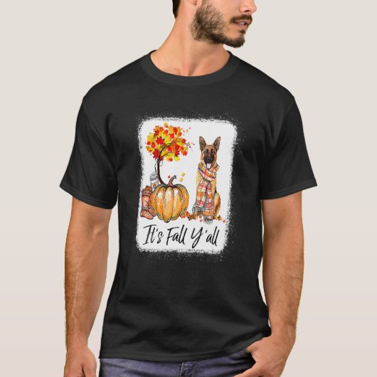 It's Fall Y'all German Shepherd Dog Halloween Than T-shirt (Voorkant)