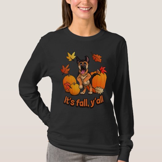 Its Fall Yall German Shepherd Puppy 3 T-shirt (Voorkant)