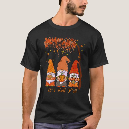 It's Fall Y'all Gnome Pumpkin Coffee Autumn Thanks T-shirt (Voorkant)