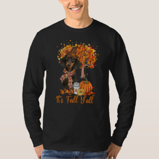 It's Fall Y'all Maple Dachshund Dog Leaf Fall Autu T-shirt