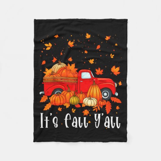 It's Fall Y'all Pumpkin Truck Autumn Tree Hello Fa Fleece Deken (Voorkant)