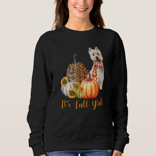It's Fall Y'all Westie Dog Leopard Pumpkin Fall Trui (Voorkant)