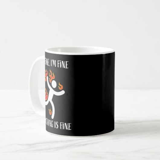 It's Fine Everything Is Fine Funny Stickman On Fir Koffiemok (Voorkant links)