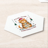 It's Fine I'm Fine Everything Is Fine Xmas Cat Chr Kartonnen Onderzetters (Schuin)