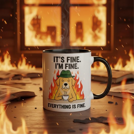 Its Fine Im Fine Everything, Meme Dog Coffee Mok