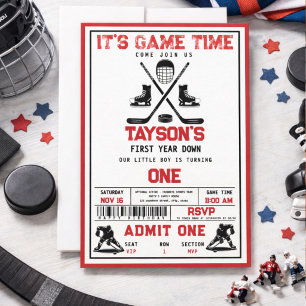 It's Game Time Hockey 1e Verjaardagsfeestje Kaart