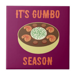 "It's Gumbo Season" Paarse keramische Tegel Tegeltje