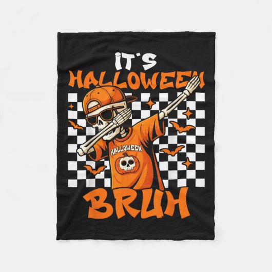 It's Halloween Bruh Skeleton Pumpkin Costume Boys Fleece Deken (Voorkant)