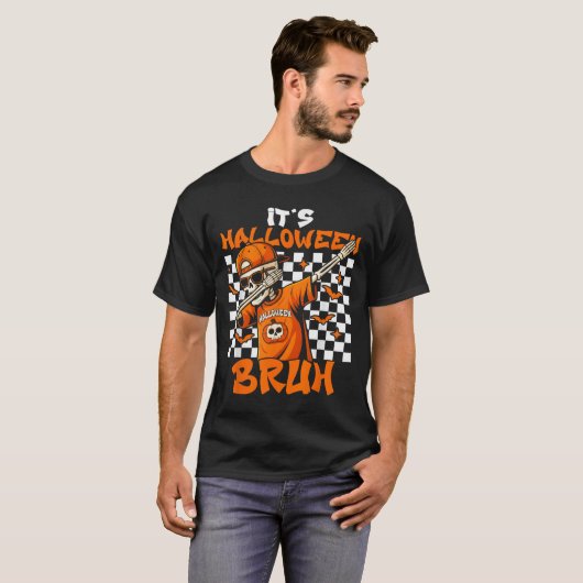 It's Halloween Bruh Skeleton Pumpkin Costume Boys T-shirt (Voorkant volledig)