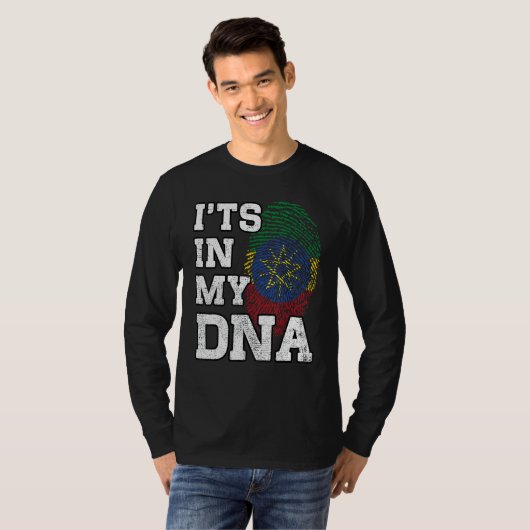 It's In My DNA Ethiopian Fingerprint Proud Ethiopi T-shirt (Voorkant volledig)