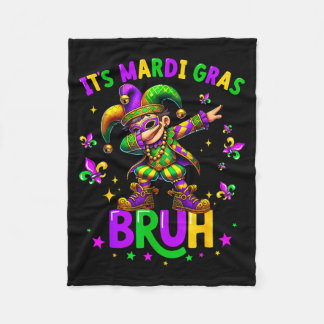 It's Mardi Gras Bruh Dabbing Leprechaun Jester New Fleece Deken