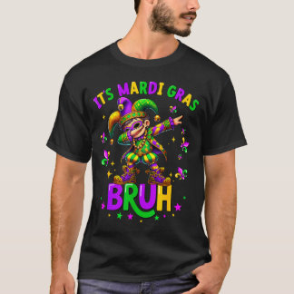 It's Mardi Gras Bruh Dabbing Leprechaun Jester New T-shirt