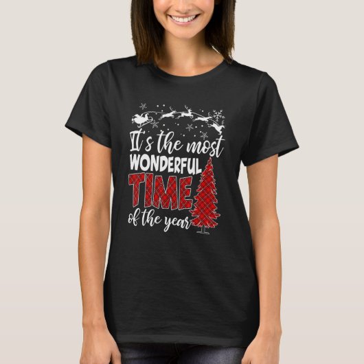 It's Most Wonderful Time Christmas Buffalo Red P T-shirt (Voorkant)
