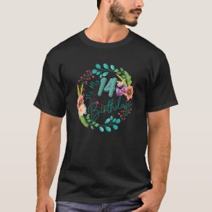 It's My 14th Birthday Fourteen 14 Years Old Floral T-shirt