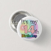 It's my 14th Birthday (roze) Ronde Button 3,2 Cm (Voorkant /achterkant)
