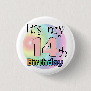 It's my 14th Birthday (roze) Ronde Button 3,2 Cm