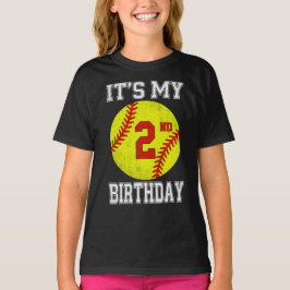 It's My 2nd Birthday Girl Softball 2 Year Old T-shirt