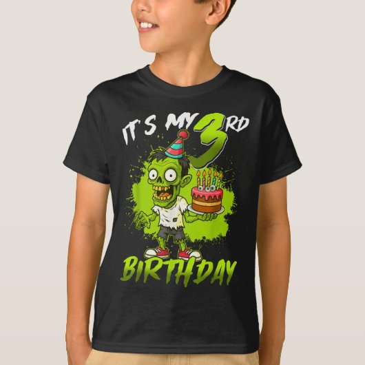 It's My 3rd Birthday Zombie 3 Years Old Happy Hall T-shirt (Voorkant)