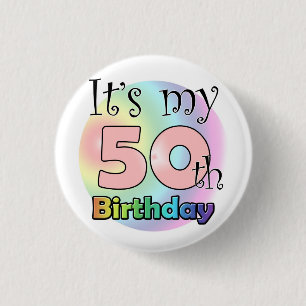 It's my 50th Birthday (Roze) Ronde Button 3,2 Cm