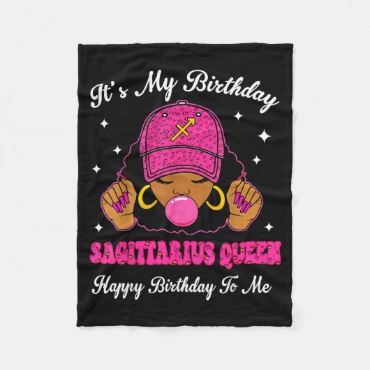 It's My Birthday Sagittarius Queen Happy Birthday  Fleece Deken (Voorkant)