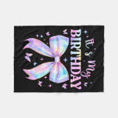 It's My Birthday Tie Dye Coquette Bow Butterfly Bi Fleece Deken (Voorkant (Horizontaal))