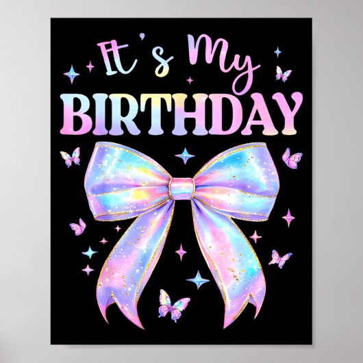It's My Birthday Tie Dye Coquette Bow Butterfly Bi Poster (Voorkant)