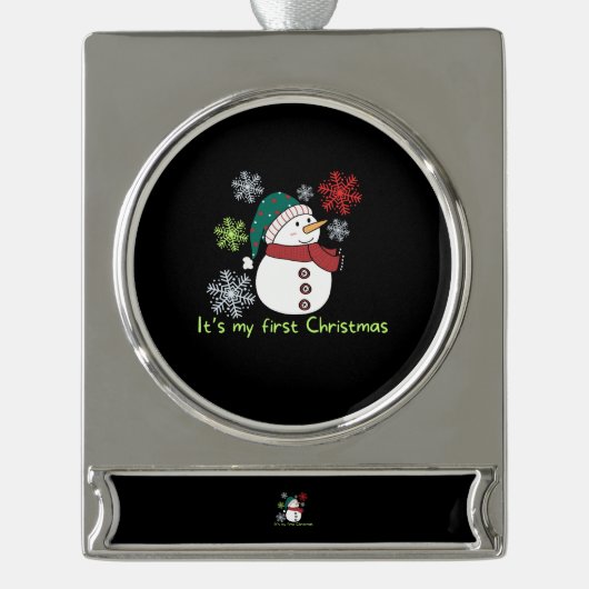 It's my first Christmas Verzilverd Banner Ornament (Voorkant)