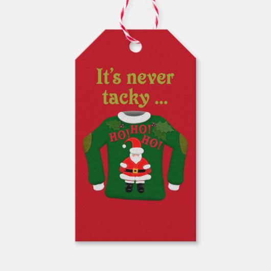 It's Never Tacky Cute Christmas Sticker Cadeaulabel (Voorkant)