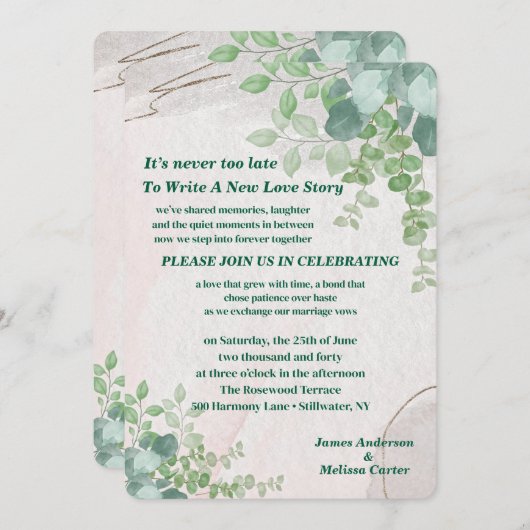 It's Never Too Late Second Wedding Invitation (Devant / Derrière)