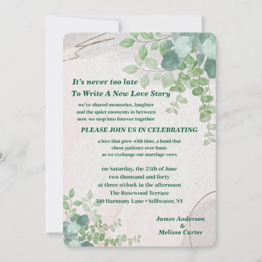 It's Never Too Late Second Wedding Invitation (Devant)