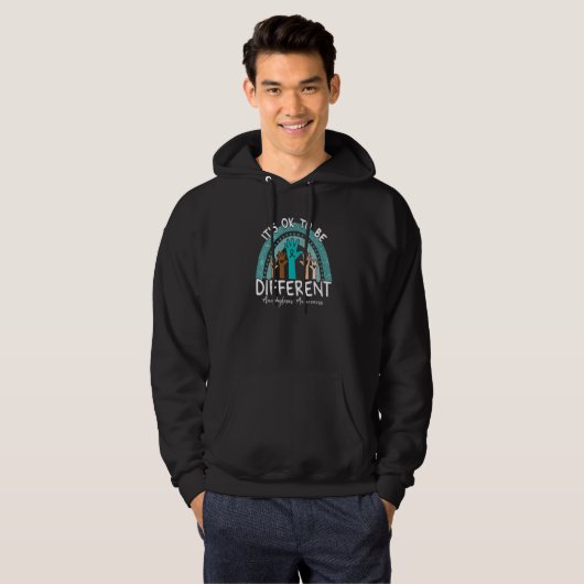 It's Ok To Be Different Anaphylaxis Awareness Teal Hoodie (Voorkant volledig)