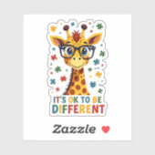 It's Ok To Be Different Giraffe Autism Awareness B Sticker (Vel)