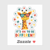 It's Ok To Be Different Giraffe Autism Awareness B Sticker (Vel)