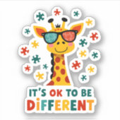 It's Ok To Be Different Giraffe Autism Awareness B Sticker (Voorkant)