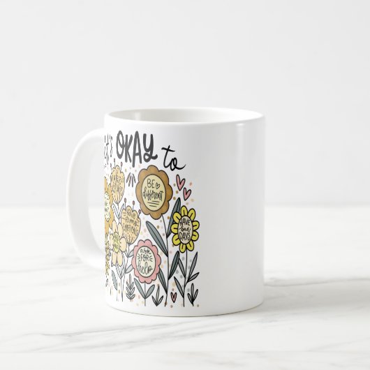 It's Okay To Boho Floral Coffee Mug (Devant gauche)
