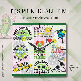 It's Pickleball Time Square Wall Clock Vierkante Klok