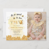 It's So Sweet To Bee Photo 2nd Birthday Invitation (Devant)