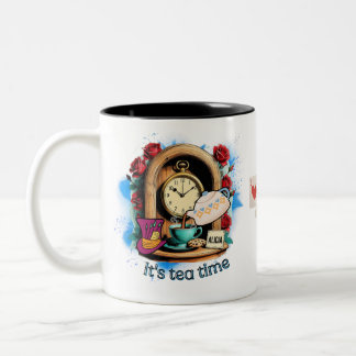"It's Tea Time"  – Alice in Wonderland inspired Tweekleurige Koffiemok