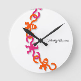It's time for Monkey Business Round Wall Clock Ronde Klok