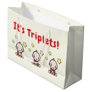 It's Triplets!, Triplet Babies Gift Wrap, Neutral Groot Cadeauzakje