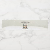 Its Twins Winter penguin Baby Shower theme Waterfles Etiket (Enkel label)